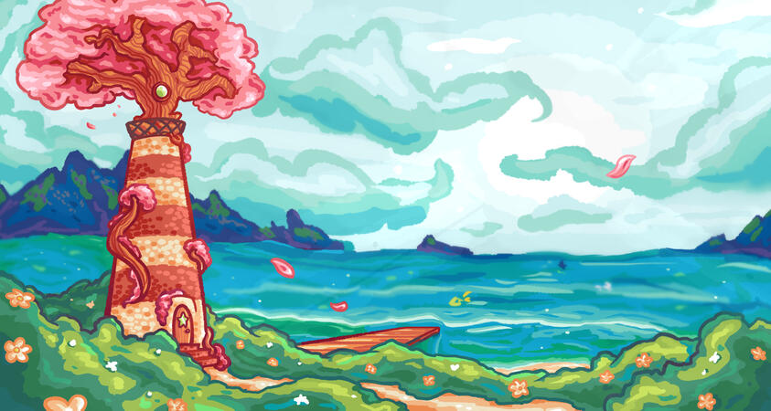 Mahou Wando Lighthouse Illustration